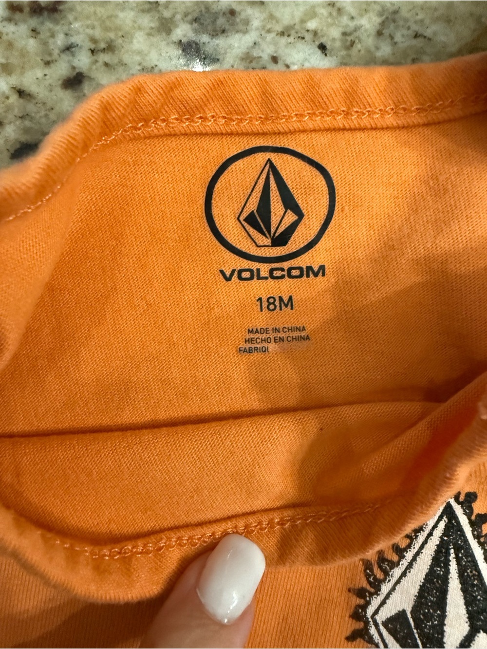 Volcom Kids Orange Short Sleeve Logo Tee with Snap Shoulder - Picture 2 of 3